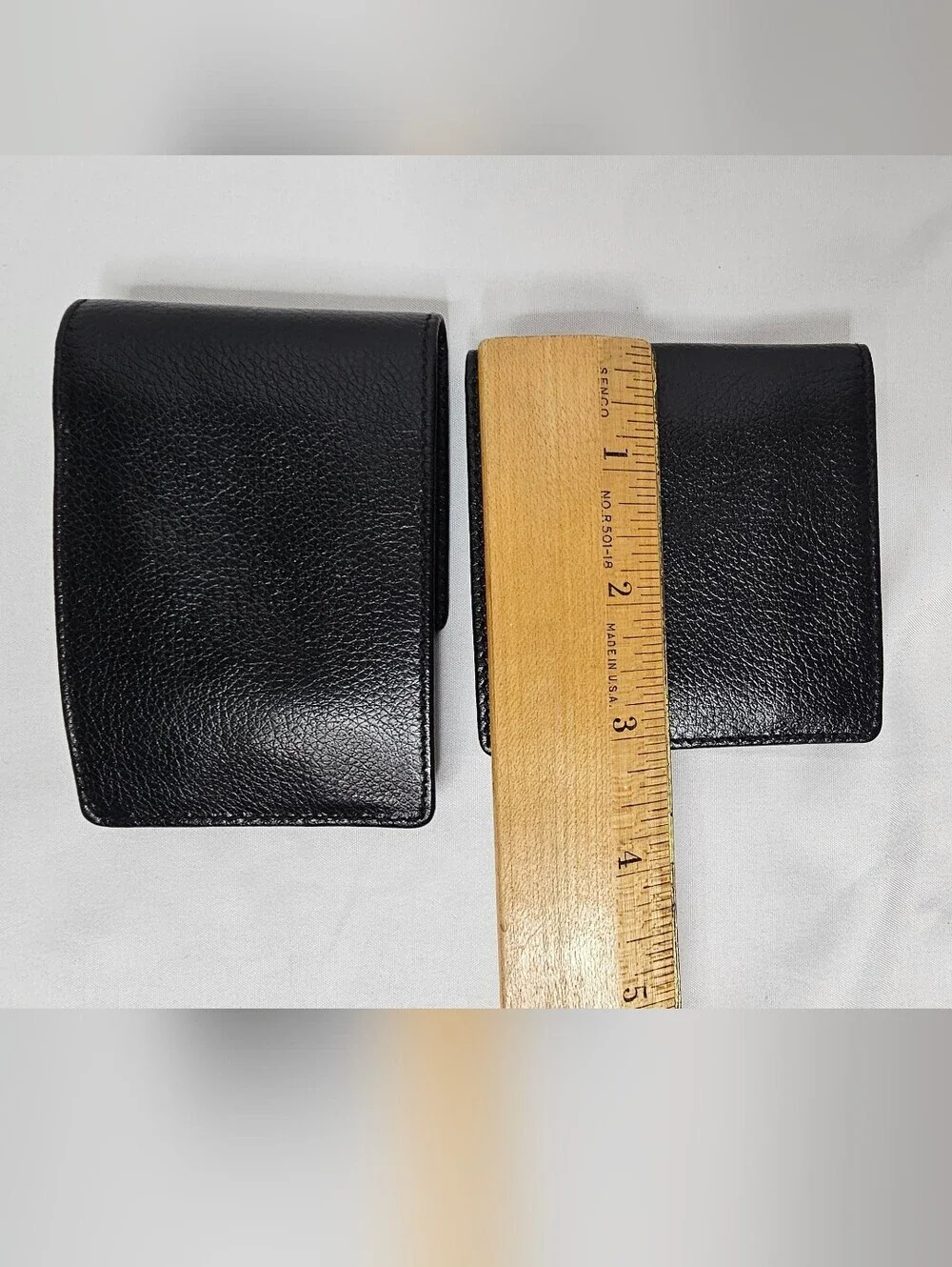 Lladro Society Black Pebbled Leather Coin Purse & Keychain Wallet Set Blue Cameo